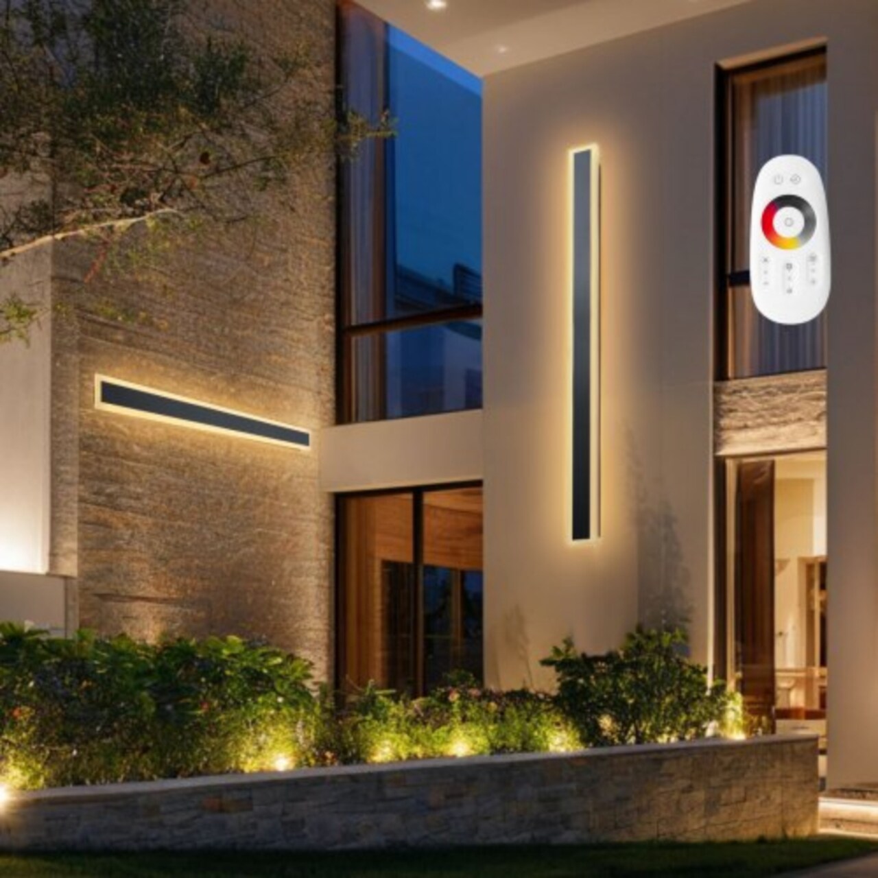 Black-White Aluminum Outdoor Wall Light 47.2in Adjustable 2700K-6000K IP65 LED 2 Piece